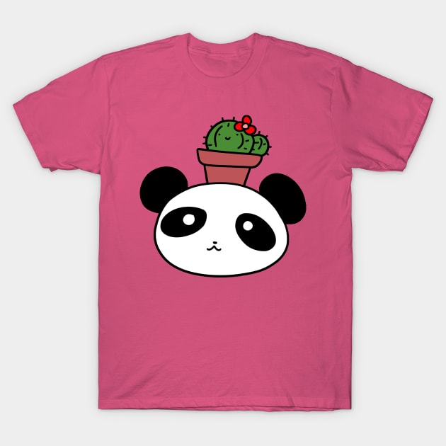 Cactus and Panda Face T-Shirt by saradaboru